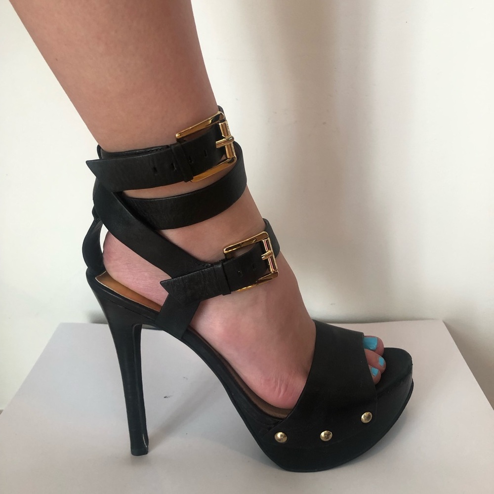 Michael Kors black leather platform heels